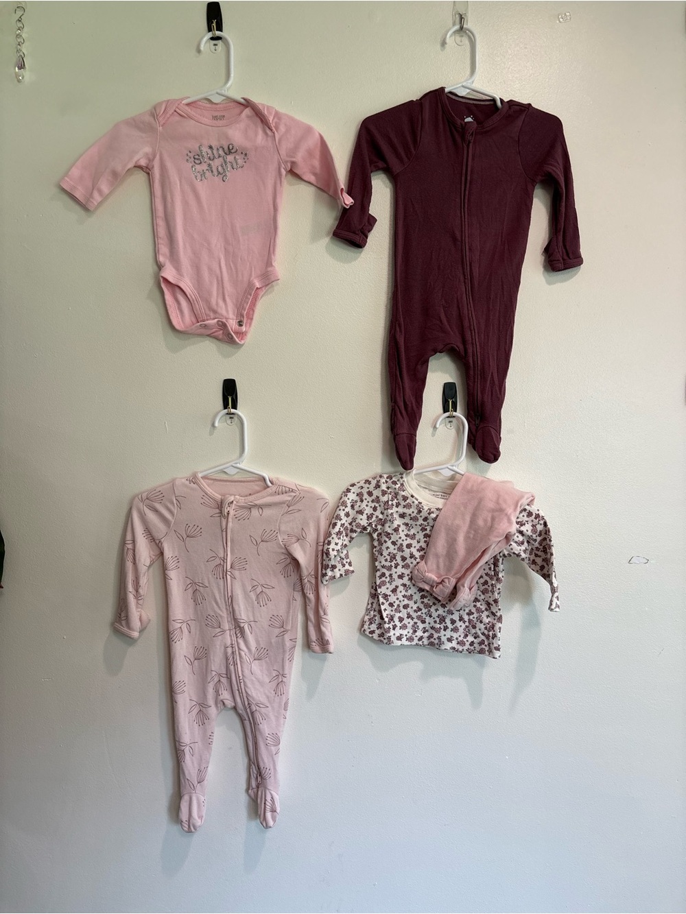 0-3 month baby girl bundle pink sleepers bamboo long sleeve